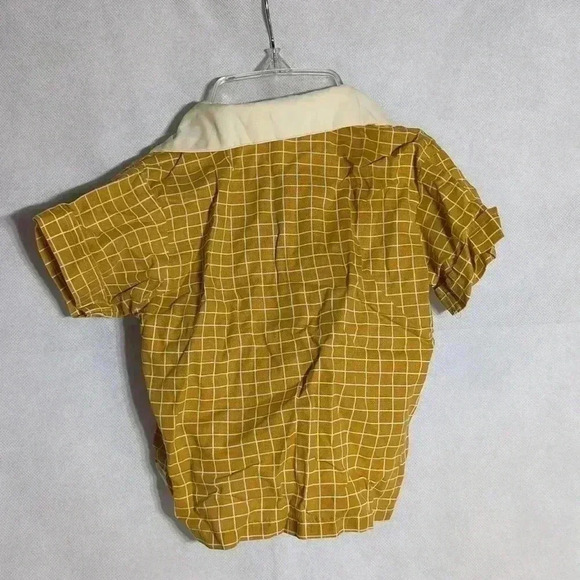 1970 Toddler Shirt Custom Made Yellow Window pane plaid 11 in pit to pit - Picture 2 of 2